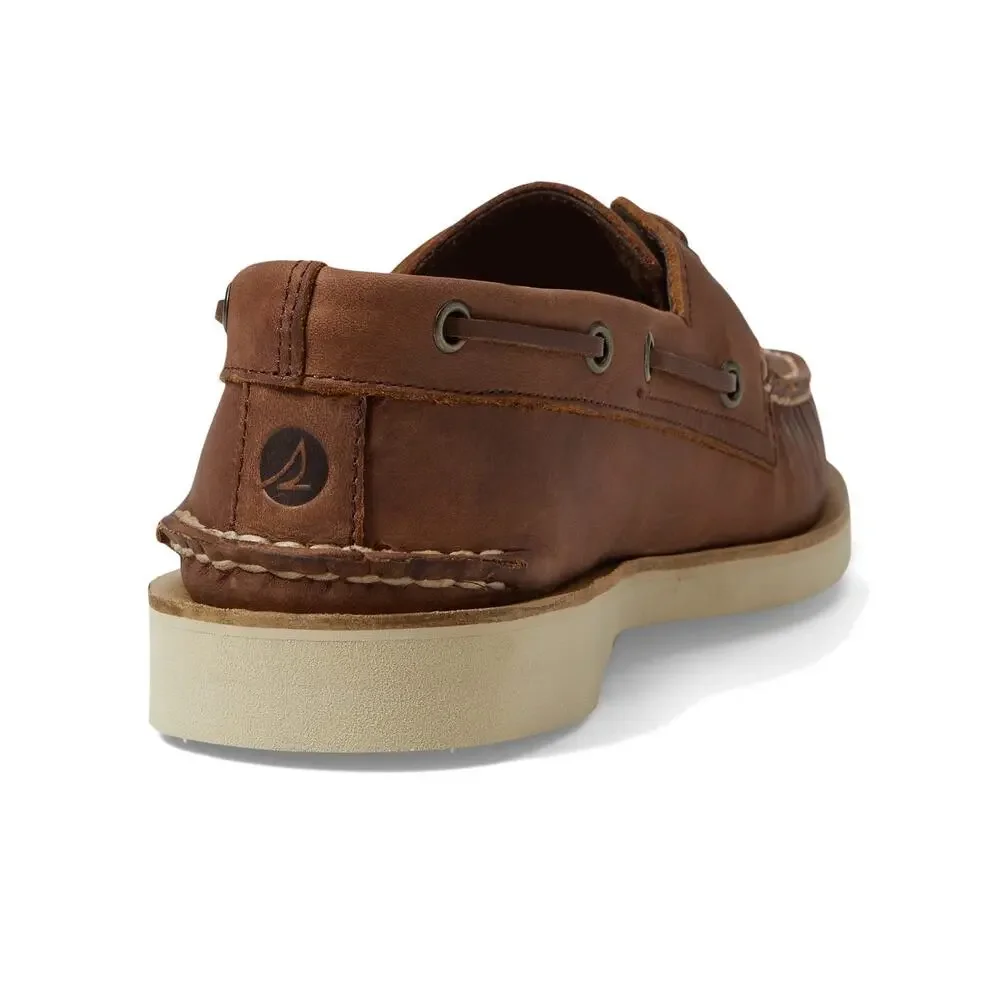 SPERRY MEN'S AUTHENTIC ORIGINAL 2-EYE DOUBLE SOLE BOAT SHOE, DARK TAN, 10 W